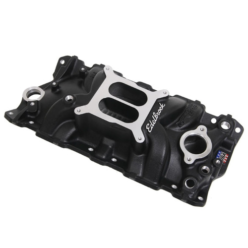 27013, Chevy, Chevrolet, Edelbrock, Intake Manifold, Intake, Manifold, Dual-Plane, Performer EPS, Black Powder Coated