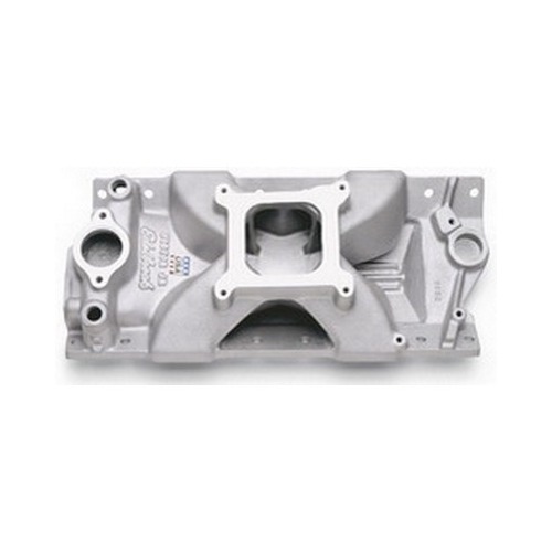 SBC Victor JR. 23 Deg Intake Inlet Manifold Single Plane Natural  Small Block Chevy 350 Low profile High Rise intake.
