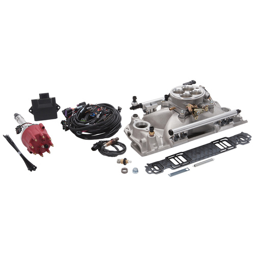 450HP-550HP Chevy 350 EFI System Kit, Pro-Flo XT, Fuel Injection, Victor Jr Intake, Throttle body & distributor, Small Block Chevy 327, 350, 400 