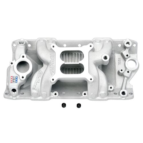 SBC Performer RPM AIR GAP Dual Plane Intake Inlet Manifold Chevrolet 350 400 Small Block Chevy V8