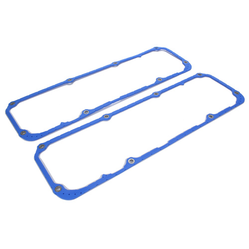  351C Valve Rocker Cover Gaskets, Race Blue Steel Core Silicone, FORD V8 CLEVELAND 351 393 408 Anti Crush