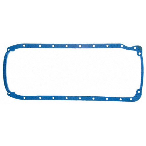 BBC CHEVY OIL SUMP PAN GASKET KIT 1 Piece Dual Dipstick Blue Silicone Rubber, both Side Dipstick, Small Block Chevy, Kit
