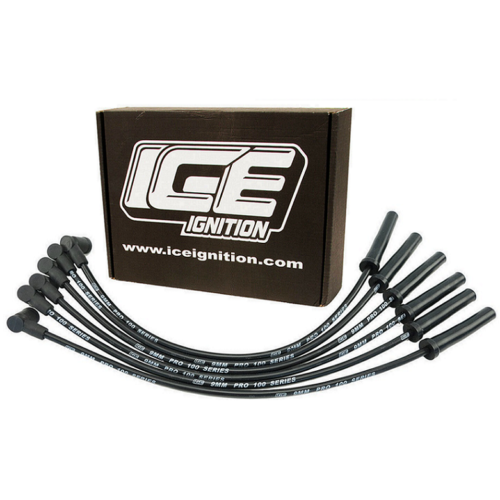 BBC 454 Chevy Spark Plug Wires 9MM ignition leads Set around covers Black 90/45 degree Kit Complete Finished. Big Block Chevy