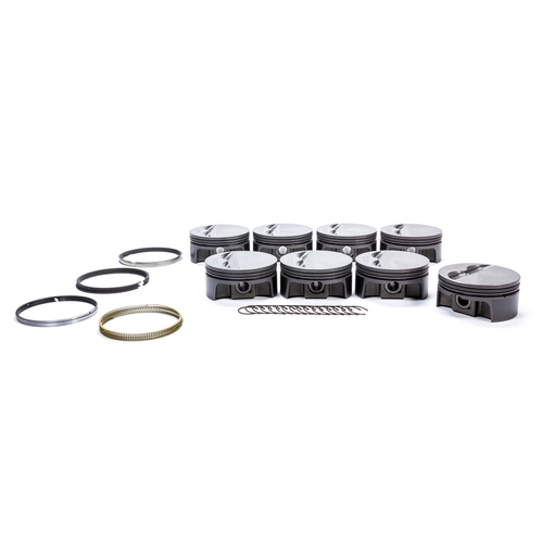 Powerpak Pistons Kit, Small Block 400 Chevy Flat Top, 374, 4.125bore, 3.750" 6.000rod, 1.125c/h SBC, Forged