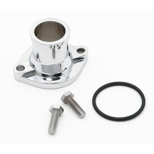 FORD 351C THERMOSTAT HOUSING STRAIGHT, O-Ring, Steel Chrome CLEVELAND