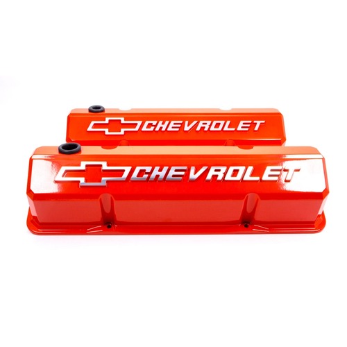CHEVY SBC ALUMINIUM VALVE ROCKER TAPPET SLANT COVER Chevrolet Orange 327 350 400 Small Block