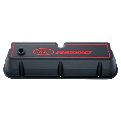 FORD SBF WINDSOR BLACK CRINKLE ALUMINIUM VALVE ROCKER COVER 302W 347W 351W RAISED FORD RACING SCRIPT