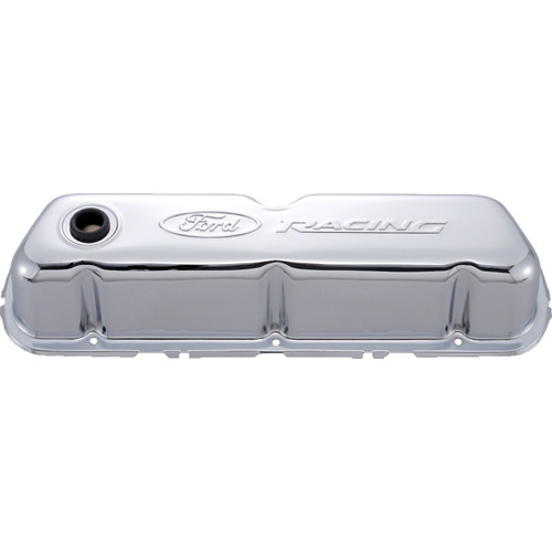 FORD SBF Windsor Chrome Steel Valve Rocker Covers 302W 347W 351W Raised Ford Racing Logo